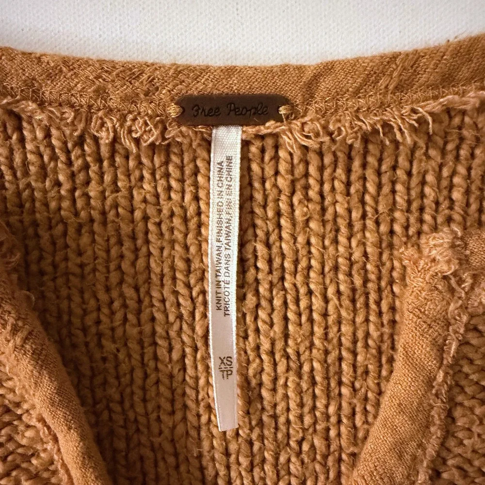 Free People Sweetheart Henley Cropped Sweater Rust Small Cottagecore Granola